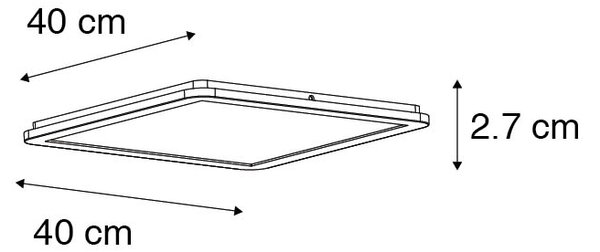 Модерен квадратен плафон черен 40см с LED 3-степенно димиране IP44 - Стив