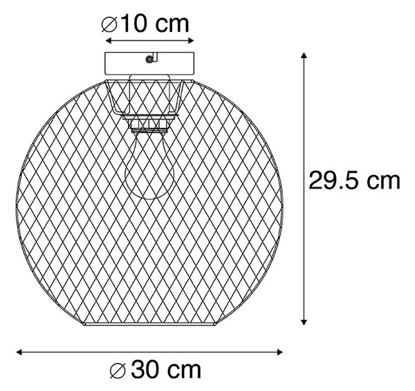 Модерна лампа за таван черна 30 см - Мрежеста топка