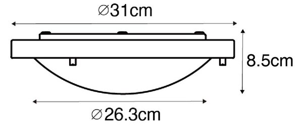 Модерен плафон бял 31см IP44 - Yuma