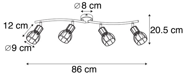 Модерна лампа за таван черна 86 см 4-светлина - Botu