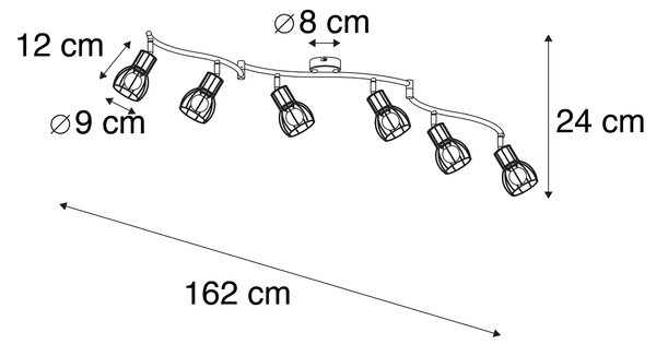 Модерен таванен спот черен 145см 6-светлинен - Botu