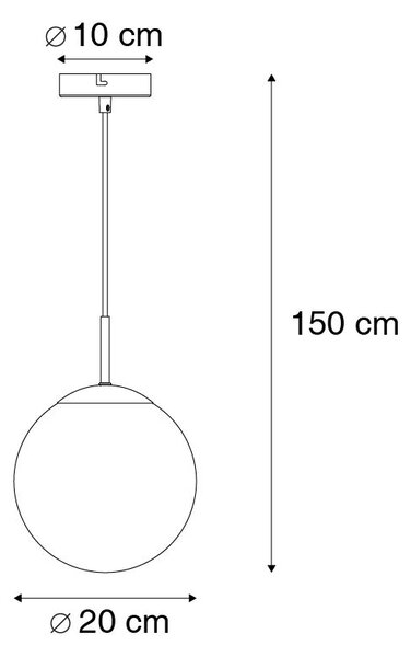 Интелигентна висяща лампа месинг с океанско синьо стъкло 20 см с WiFi ST64 - Pallon