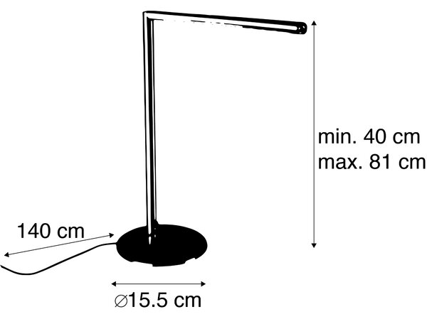 Модерна настолна лампа стомана с тъмен димер, включително LED - Douwe