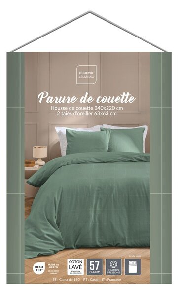 Зелено двойно удължено спално бельо 240x220 cm Linella – douceur d'intérieur