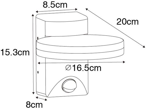 Външен аплик черен с LED IP54 датчик за движение - Esmee