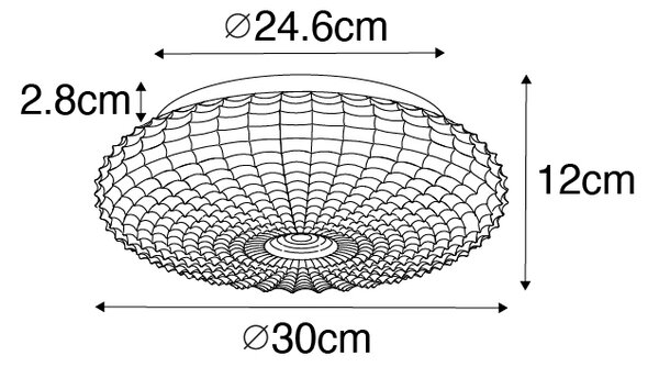 Класически плафониер черен с опушено стъкло 30см IP44 - Nohmi