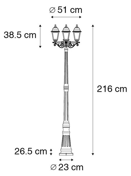 Класически фенер антично злато 3-светлинен IP44 - Капитал