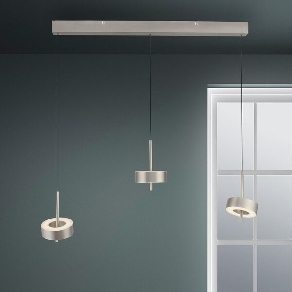 Q-Smart-Home Paul Neuhaus Smart LED висяща лампа Q-Rotate, алуминий 3 светлини., Затъмняване, Металик, Дневна/трапезария, Метал, Модерен