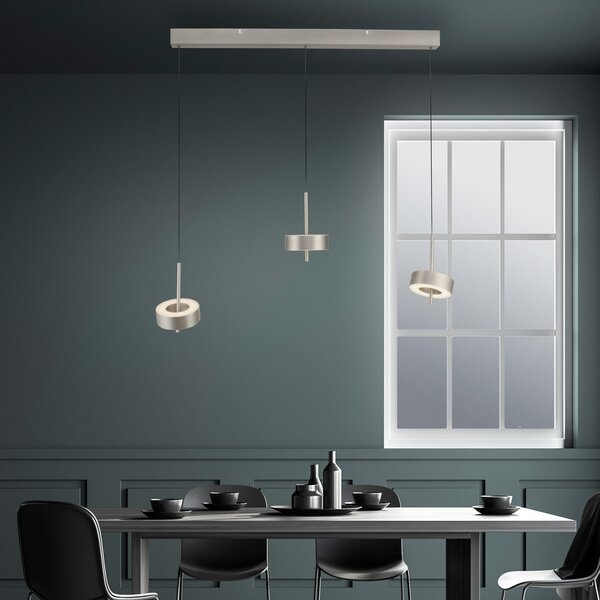 Q-Smart-Home Paul Neuhaus Smart LED висяща лампа Q-Rotate, алуминий 3 светлини., Затъмняване, Металик, Дневна/трапезария, Метал, Модерен