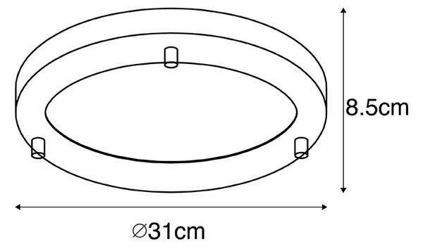 Модерен плафон златист 31см IP44 - Yuma