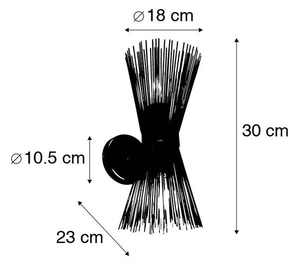 Арт деко стенна лампа черна 2-светка - Метла