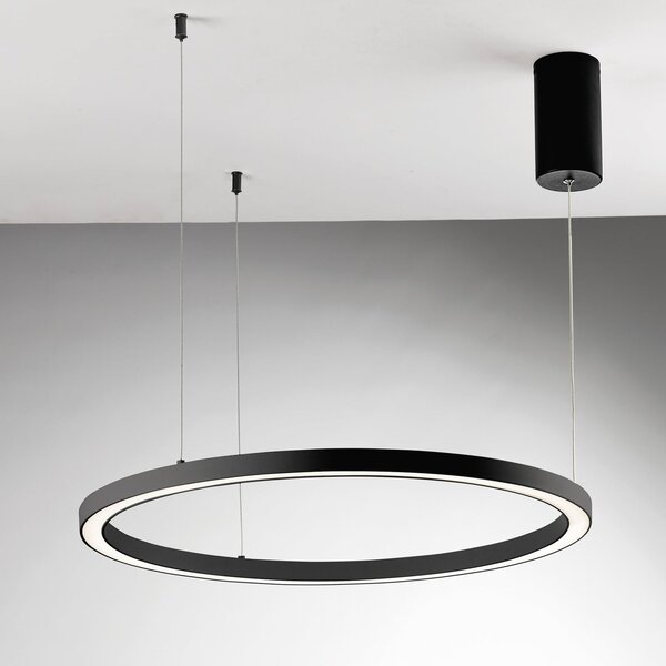 Luce Ambiente Design LED висяща лампа Hoop, черна, Ø 80 см, метал, CCT, Черен, Дневна/трапезария, Алуминий, Модерен