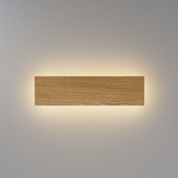 Maytoni LED стенна лампа BASIC TEXTURE, дърво, ширина 30 см, CCT, Дърво, Дневна/трапезария, Дървесина, Модерен