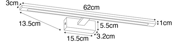 Аплик месинг 62 см с LED IP44 - Jerre