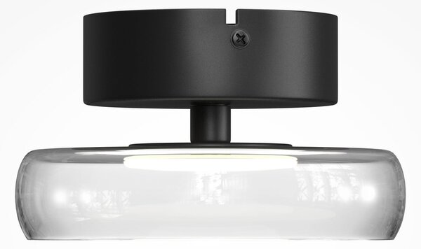 Maytoni LED таванна лампа FLOAT, прозрачна/черна, Ø 20 см, стъкло/метал, Затъмняване, Прозрачен, Дневна/трапезария, Стъкло, Модерен