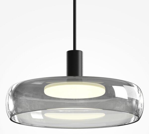 Maytoni LED висяща лампа FLOAT, сиво/черно, Ø 20 см, стъкло/метал, Затъмняване, Сив, Дневна/трапезария, Стъкло, Модерен