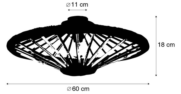 Ориенталски плафон бамбук с черно 60см - Evalin