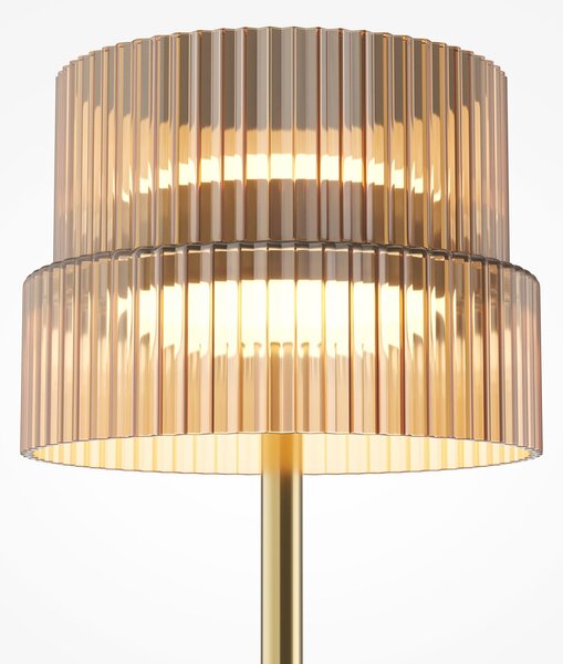 Maytoni LED настолна лампа SCALA, кафяво/бронзово, височина 24 см, стъкло, димер, Затъмняване, Кафяв / ръждив, Дневна/трапезария, Стъкло, Модерен