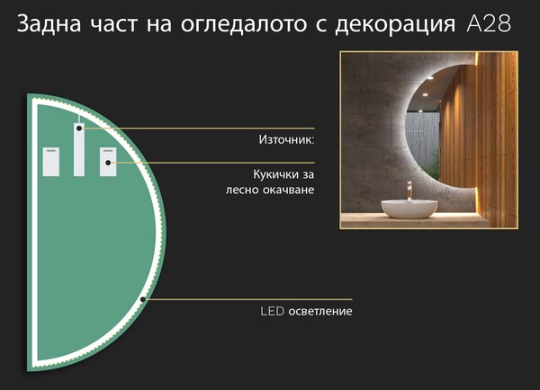 Нестандартно LED огледало с подсветка A28