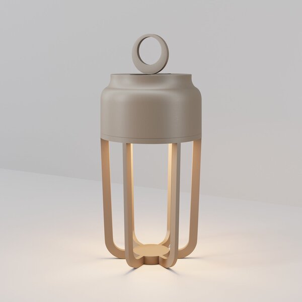 Maytoni LED настолна лампа с акумулатор Vetra, бежова, височина 22 см, метална, IP54, с, Затъмняване, Бежов, Дневна/трапезария, Метал, Модерен