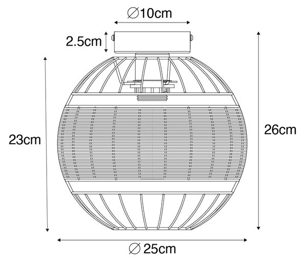 Ориенталски плафон черен с ратан 25см - Emir