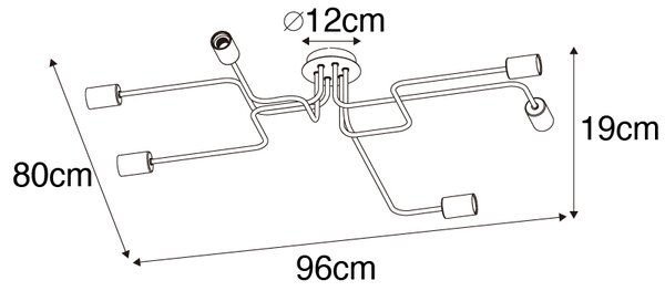 Дизайнерски плафон черен 6-светлинен - Facile