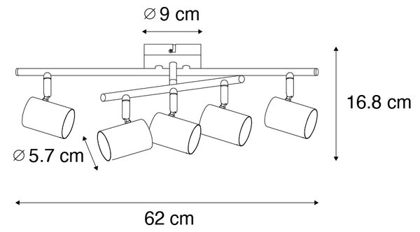 Модерен плафон бронз 5-светлинен регулируем правоъгълен - Jeana