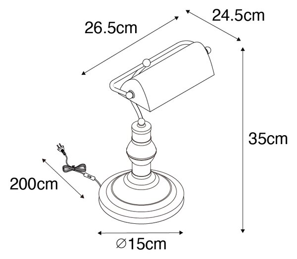 Класическа настолна/нотариална лампа бронз - Банкер