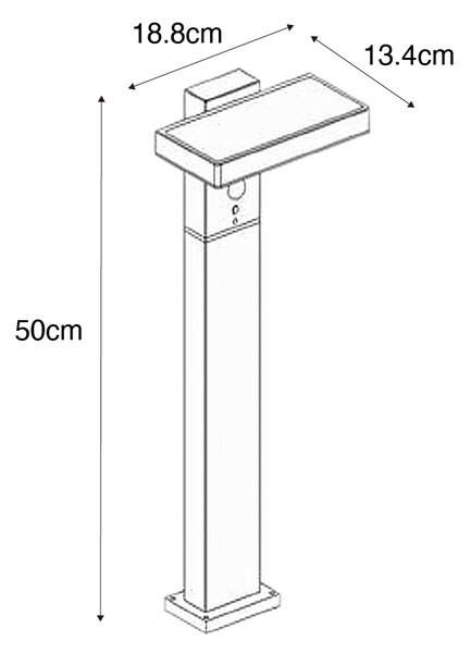 Външен стол тъмно сив 50 см с LED и солар - Sunnie