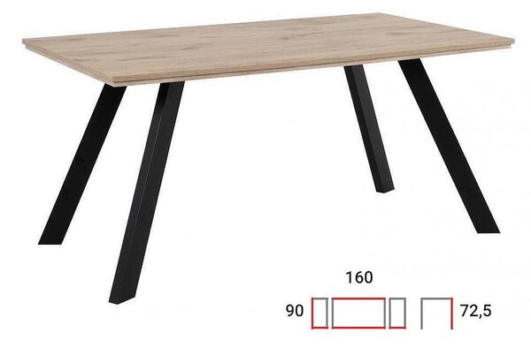 Трапезна маса Konstanz 81А - 160 х 90 х 72.5 cm, дъб артисан / черно