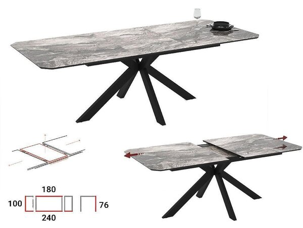 Трапезна маса Crystal Luxe - 180 - 240 х 100 х 76 cm
