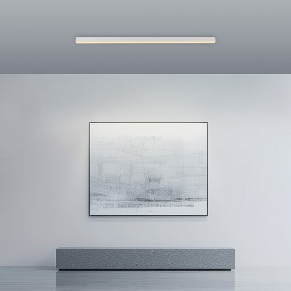 PURE LED плафон Lines, бял, 110 cm, CCT, дистанционно управление, Затъмняване, Бял, Дневна/трапезария, Метал, Модерен
