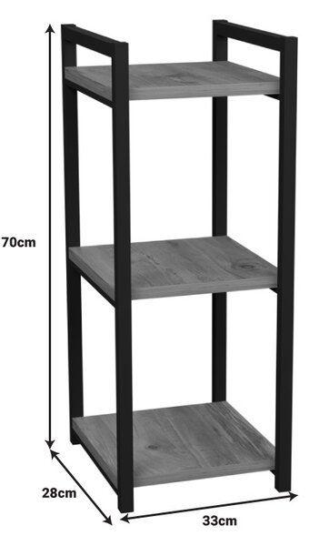 Подов рафт Черен метал Pako World Natural 33x28x70 cm