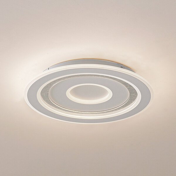 Lindby LED плафон Lorvik, Ø 40 cm, бял, CCT, с регулиране на яркостта, Затъмняване, Бял, Дневна/трапезария, Метал, Модерен
