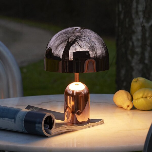 Tom Dixon акумулаторна настолна лампа BELL PORTABLE, мед, 28 cm IP44, Затъмняване, Мед, Дневна/трапезария, Пластмаса, Дизайн