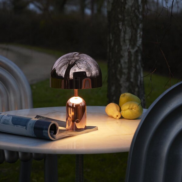 Tom Dixon акумулаторна настолна лампа BELL PORTABLE, мед, 28 cm IP44, Затъмняване, Мед, Дневна/трапезария, Пластмаса, Дизайн