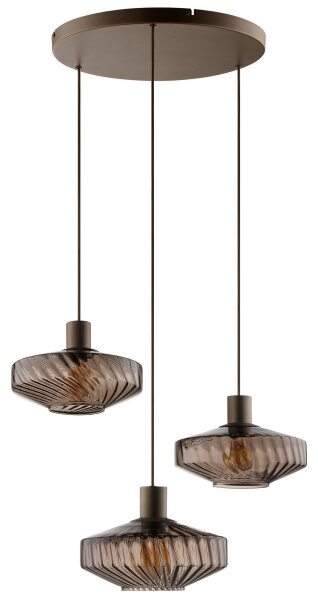 Brilliant - Висящ полилей на кабел LYN 3xE27/20W/230V, диаметър 69 см, кафяв/опушено-кафяв