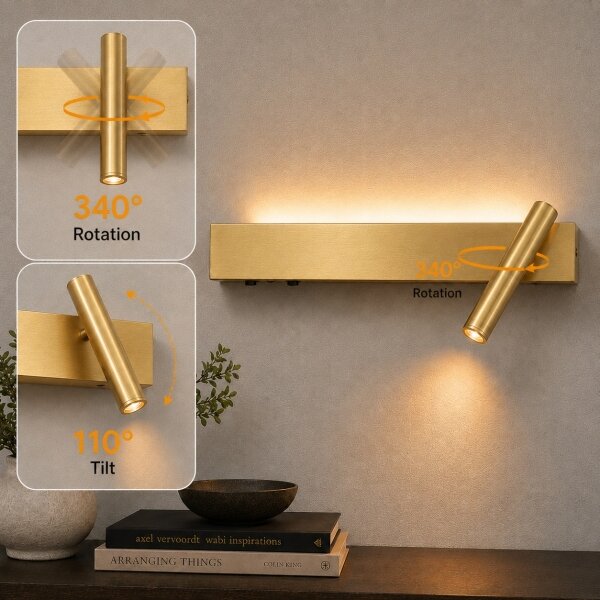 Brilagi - LED стенен точков аплик ARLIX LED/3W/230V + LED/7W златист CRI 90