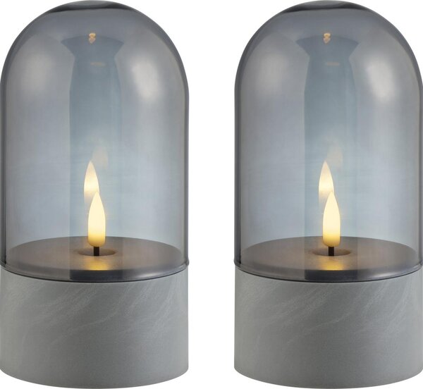 Brilliant - Комплект 2x LED свещи ILLUSION LED/2xAA IP44 сив/опушено черно