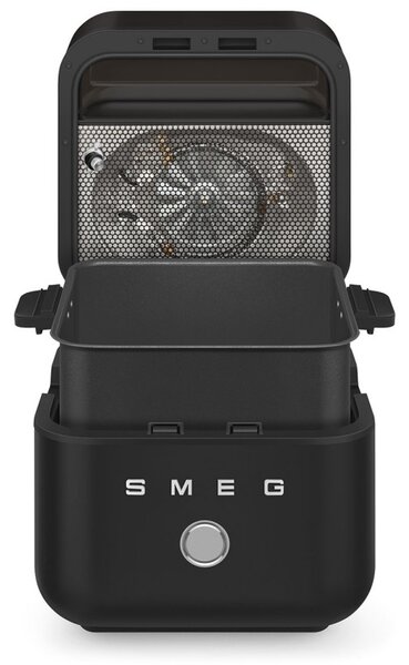 Фритюрник с горещ въздух Smeg Collezione AFC01BLMAU, 1450W, 7.3 л, 40-200°C, 7 програми, Двоен режим, Сензорно управление, Таймер, LED, Черен