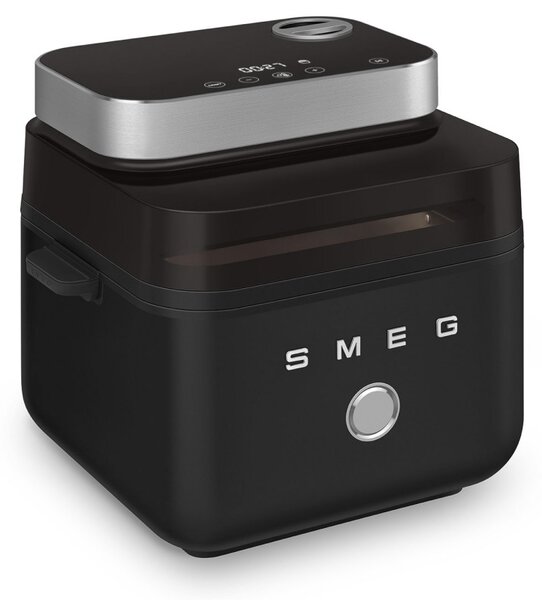Фритюрник с горещ въздух Smeg Collezione AFC01BLMAU, 1450W, 7.3 л, 40-200°C, 7 програми, Двоен режим, Сензорно управление, Таймер, LED, Черен
