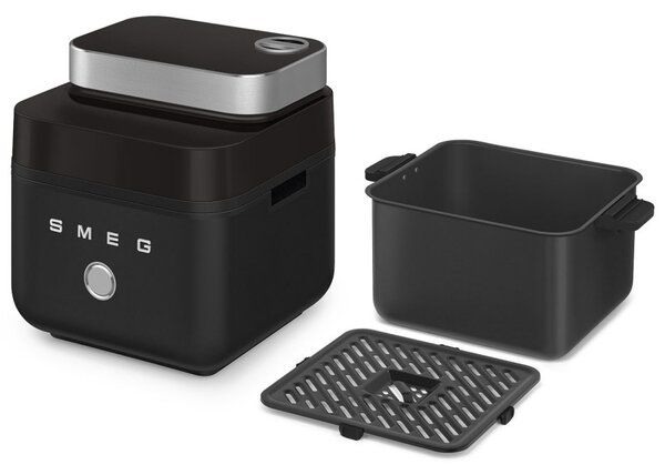 Фритюрник с горещ въздух Smeg Collezione AFC01BLMAU, 1450W, 7.3 л, 40-200°C, 7 програми, Двоен режим, Сензорно управление, Таймер, LED, Черен