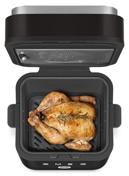 Фритюрник с горещ въздух Smeg Collezione AFC01BLMAU, 1450W, 7.3 л, 40-200°C, 7 програми, Двоен режим, Сензорно управление, Таймер, LED, Черен