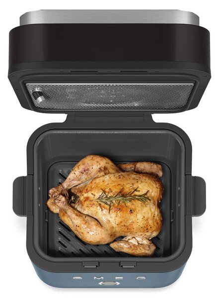 Фритюрник с горещ въздух Smeg Collezione AFC01SBMAU, 1450W, 7.3 л, 40-200°C, 7 програми, Двоен режим, Сензорно управление, Таймер, LED, Син