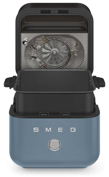 Фритюрник с горещ въздух Smeg Collezione AFC01SBMAU, 1450W, 7.3 л, 40-200°C, 7 програми, Двоен режим, Сензорно управление, Таймер, LED, Син
