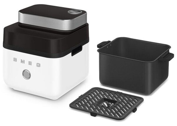 Фритюрник с горещ въздух Smeg Collezione AFC01WHMAU, 1450W, 7.3 л, 40-200°C, 7 програми, Двоен режим, Сензорно управление, Таймер, LED, Бял