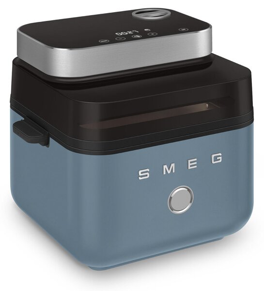 Фритюрник с горещ въздух Smeg Collezione AFC01SBMAU, 1450W, 7.3 л, 40-200°C, 7 програми, Двоен режим, Сензорно управление, Таймер, LED, Син