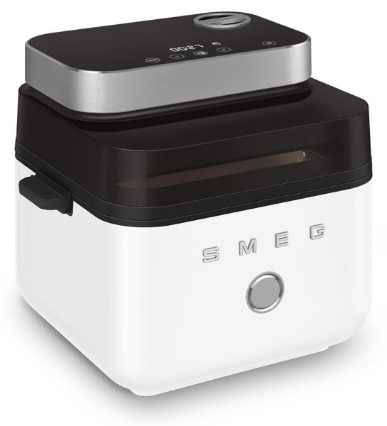 Фритюрник с горещ въздух Smeg Collezione AFC01WHMAU, 1450W, 7.3 л, 40-200°C, 7 програми, Двоен режим, Сензорно управление, Таймер, LED, Бял