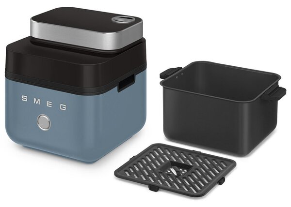 Фритюрник с горещ въздух Smeg Collezione AFC01SBMAU, 1450W, 7.3 л, 40-200°C, 7 програми, Двоен режим, Сензорно управление, Таймер, LED, Син