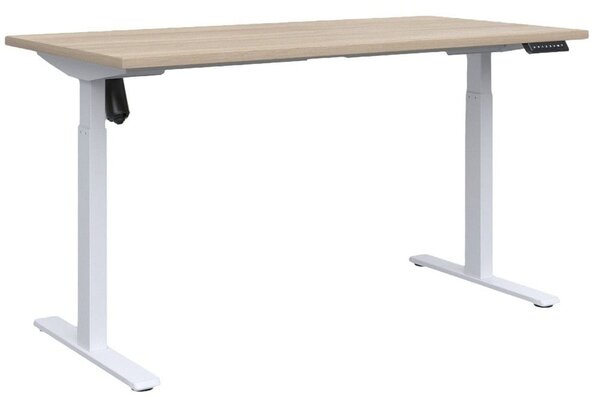 Компютърно бюро RFG Light Pro, до 80кг максимално натоварване, 1400 x 700 mm, регулируема височина, ПДЧ, дъб, кафяво-бяло